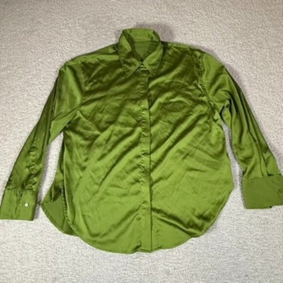 Dailly Drills Womens Silky Satin Button Down Sz XS/S Relaxed Fit Resortwear NWOT - Picture 4 of 13